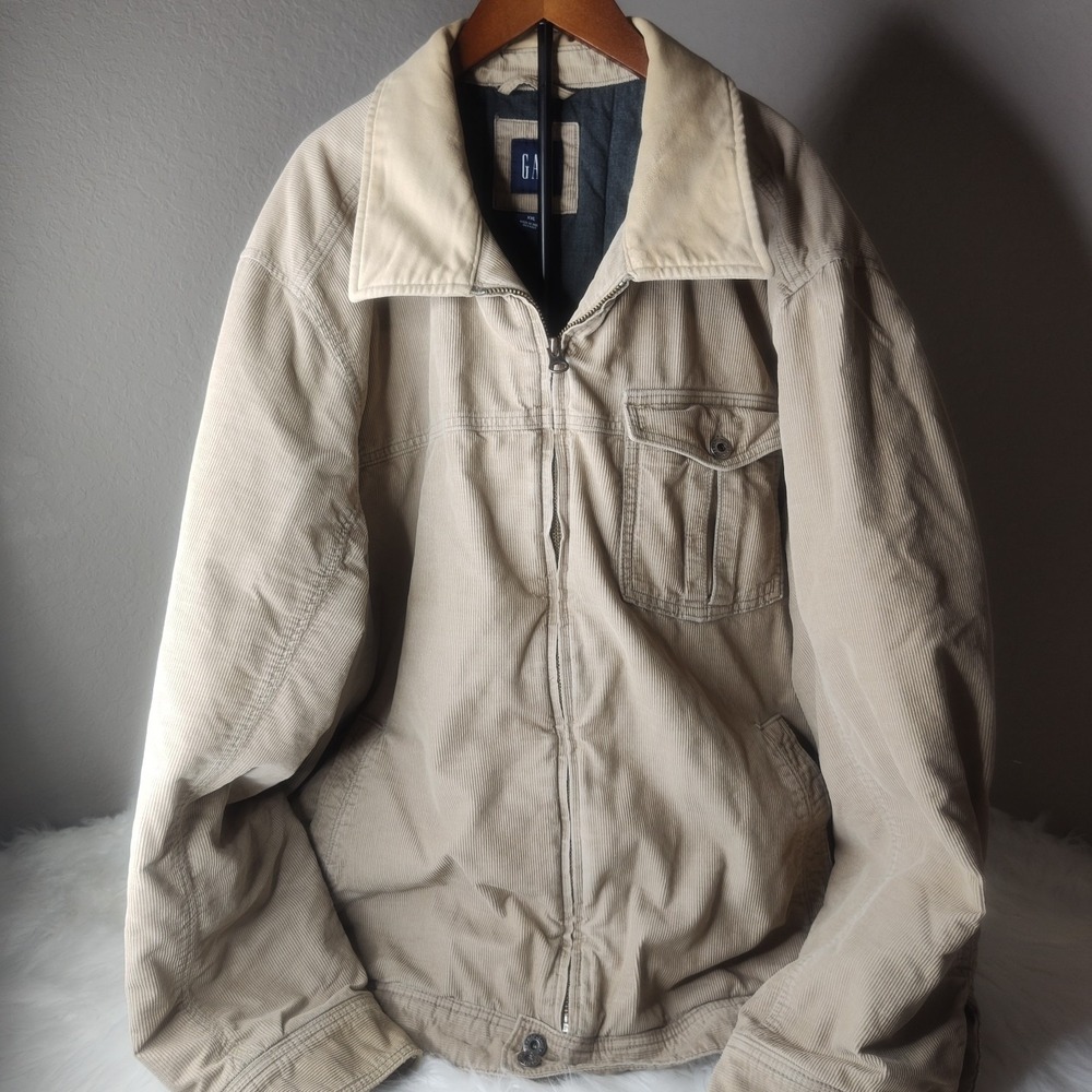Gap‎ Corduroy Jacket Mens XXL Tan Quilted Lined Full Zip Workwear Barn Coat